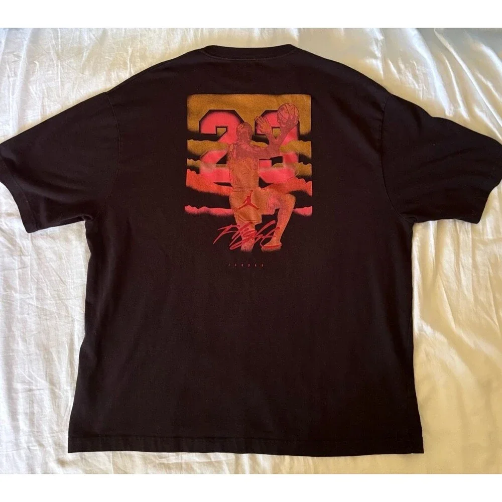 Nike Air Jordan Flight Graphic T Shirt Black Red Jumpman Back Print XL FZ2229